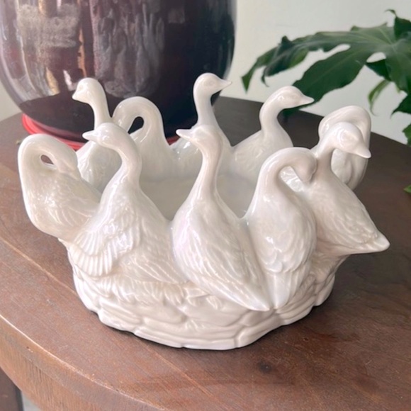 Vintage Other - Vintage Gaggle Of 10 Geese Planter